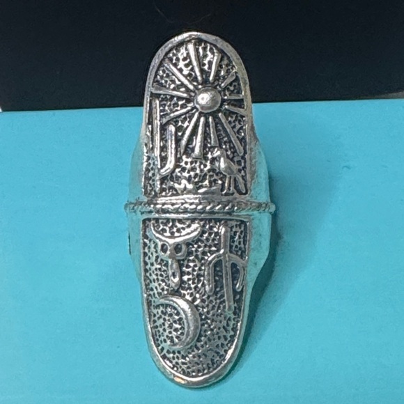 Jewelry - Western Southwestern Ring Sun Cactus Longhorn Moon Silver Tone Size 5.5 Boho
